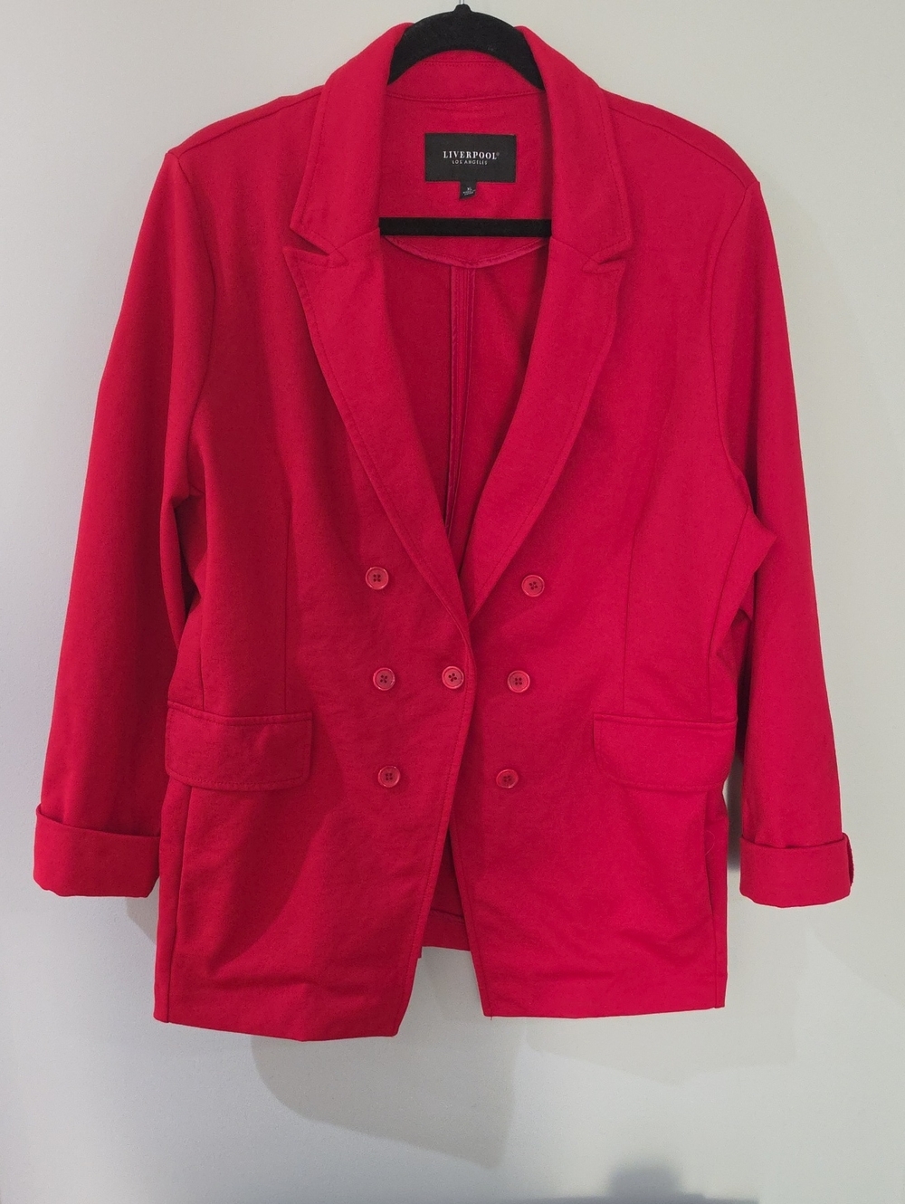Liverpool Vibrant Red Double-Breasted Blazer And Pant Suit